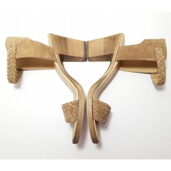 Barbara Barbieri Italian Suede Braided sandals 8 block heel ankle strap - Picture 5 of 10